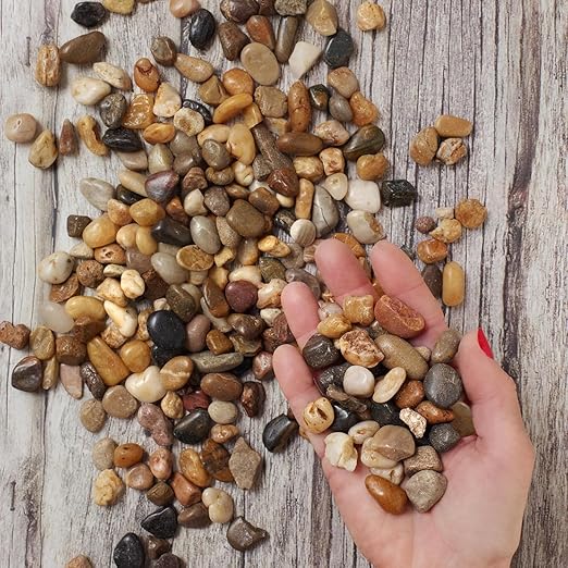 Royal Imports 1LBS River Rocks Decorative Ornamental Pebbles, Garden Landscaping Stones, Gravel Filler for Plants, Vases, Succulents, Home Decor, Aquariums, Crafting, Animal Habitat - Small Natural