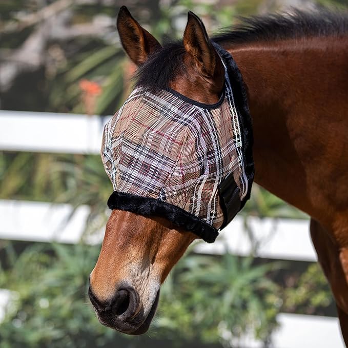 Kensington KPP Fly Mask with Fleece Trim, Deluxe Black Plaid, X-Large