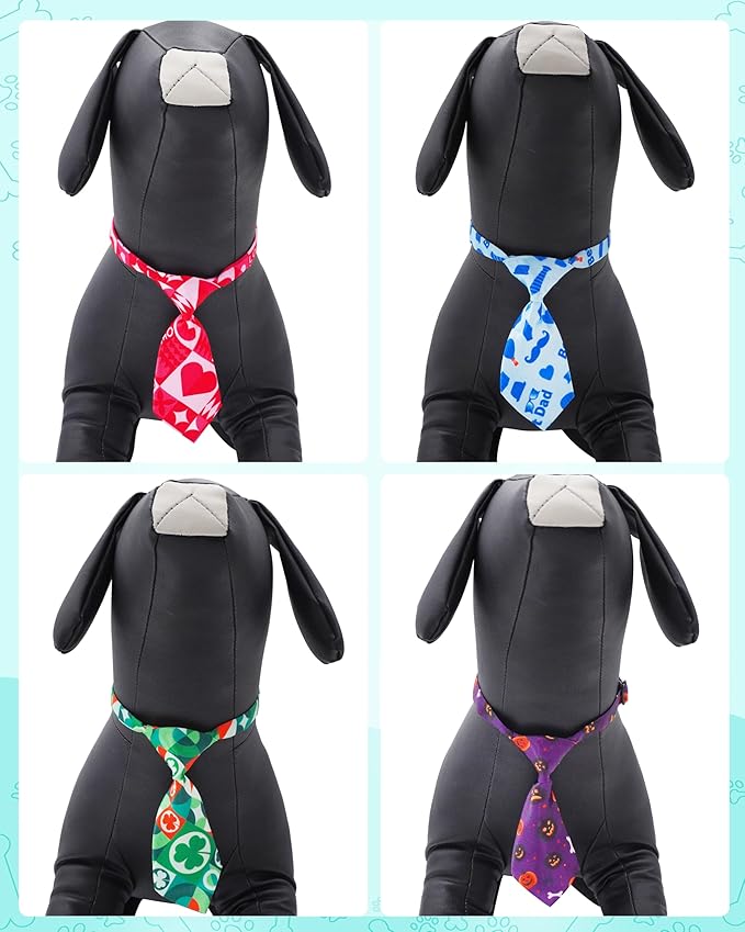 PET SHOW 10 Pack Holiday Dog Ties Neckties for Large Medium Dogs Adjustable Grooming Accessories Neck Ties Bowties Girl Boy Pets Festival Costumes Puppy Wedding Party Gift Favor