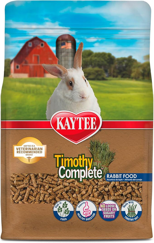 Kaytee Timothy Complete Rabbit Food, Made with Timothy Hay, High in Fiber, Supports Dental Health and Digestion, 4.5 pounds