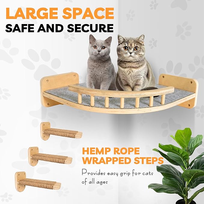 UNTITLDW Wall-Mounted Cat Shelves – Sleek, Durable Multi-Level Shelf with Floating Perch, Hammock, Cat Bed & Platform – Space-Saving Design for Play & Lounging – Easy Setup for Active Cats
