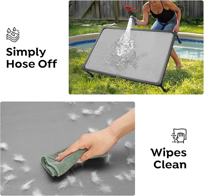 Veehoo Chew Proof Dog Bed, Non-Chewable Cot for Large Dogs, Anti-Scratch Durable Hammock Raised Place for Training Platform, Outdoor Cooling Off Ground, CWC2420ACP