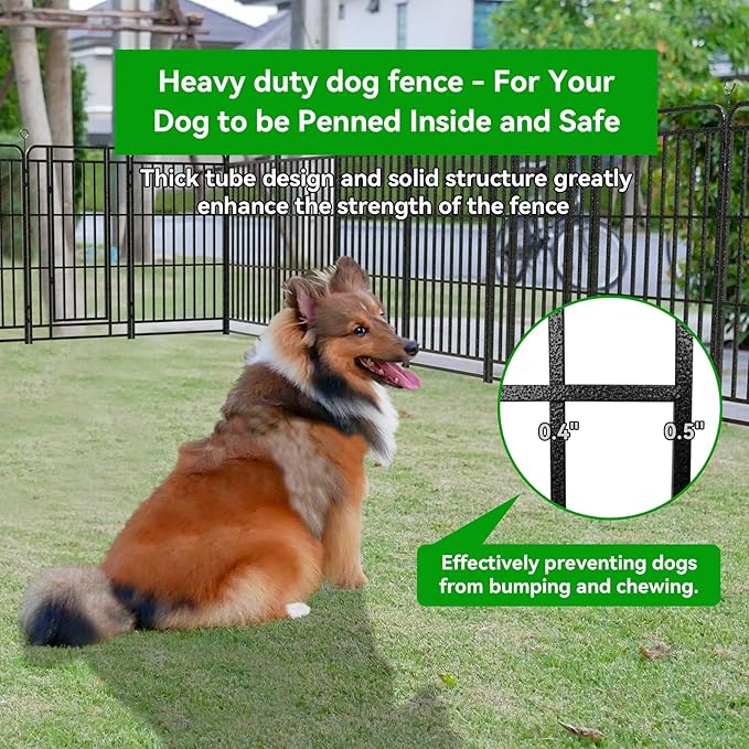 Dog Playpen Outdoor 8 Panels Heavy Duty Dog Fence 47" Height with Thick Pipe Anti-Rust with Doors Portable for RV Camping Yard, Total 18FT, 25 Sq.ft, Snowy Black
