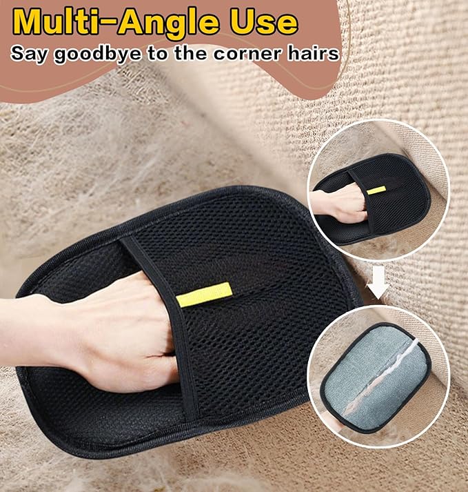 Pet Hair Remover Gloves, Reusable Electrostatic Cat Dog Pet Hair Removal Glove, Whashable Static Cat Grooming Gloves for Furniture, Carpet, Couch, Car Seat