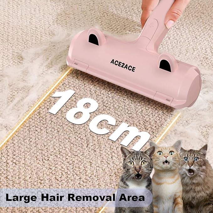 ACE2ACE Pet Hair Removal Tool, Lint Roller Brush for Cats and Dogs, Reusable Self Clean Pet Fur Remover, Pet Hair Remover for Laundry, Carpet, Furniture, Couch, Sofa and Bedding (Pink)