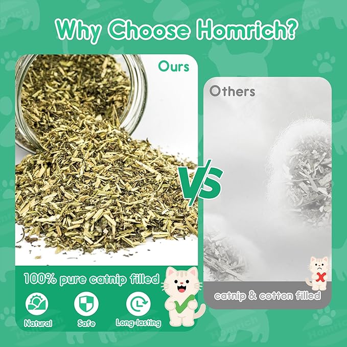 Homrich Catnip Toys for Cats, 3-Pack Funny Cat Toys Filled with 100% Pure Organic Catnip, Safe Kitten Teething Chew & Kicker Toys - Interactive Cat Toys for Bored Indoor Adult Cats