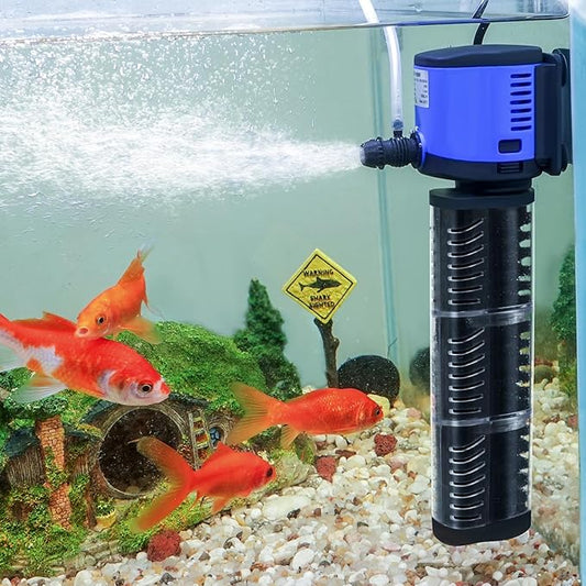 TARARIUM Aquarium Filter 400GPH for 55-75 Gallon Fish Tank, Biochemical Quiet Submersible Internal Powerful Pump Air Supply, Wave Maker 4 in 1, Small Ponds, Saltwater & Freshwater Crystal Clear