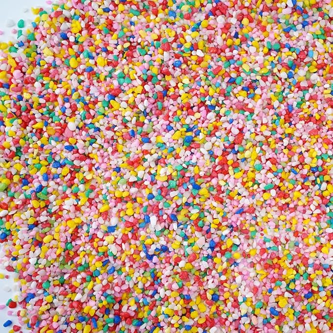 Mini Rainbow Confetti Gravel Pebbles Mix Colored Stones Aquarium Gravel Decorative Colored Garden Sand Succulent Cactus Bonsai Gritty Mix Rocks for Top Dressing, Landscaping, Home Decor 2.2 lbs