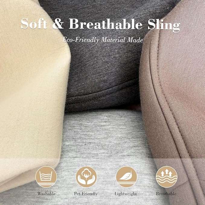 Dog & Cat Carrier Sling, Adjustable Soft Padded Shoulder Puppy Carrier, Hands-Free Dog Carrier Bag with Double Safety Buckles Premium Material for Outdoor Travel (Light Gray, M)