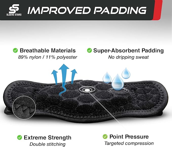 Sleeve Stars Tennis Elbow Brace for Women - Adjustable Tennis Elbow Strap, Golfers Elbow Brace for Men, Counterforce Brace for Tennis Elbow for Tendonitis Relief, Fits 9"-23" (Single/Black)