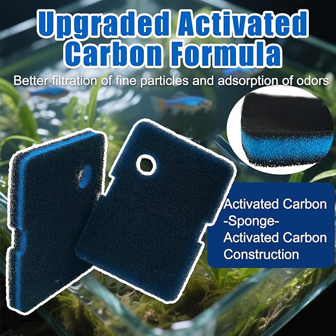 Replacement Canister Filter Pads for Cascade 700/1000 CCF2UL/CCF3UL Generic Aquarium Floss Media, 2 Upgraded Activated Carbon-Coarse-Activated Carbon Filter Pads and 6 White Floss, 8Pcs