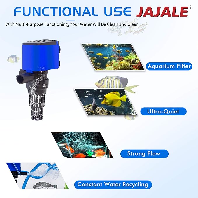 Water Pump 210 GPH Submersible Internal Aquarium Powerhead Water Pump Ultra Quiet for Aquarium,Fish Tank -3 Pack