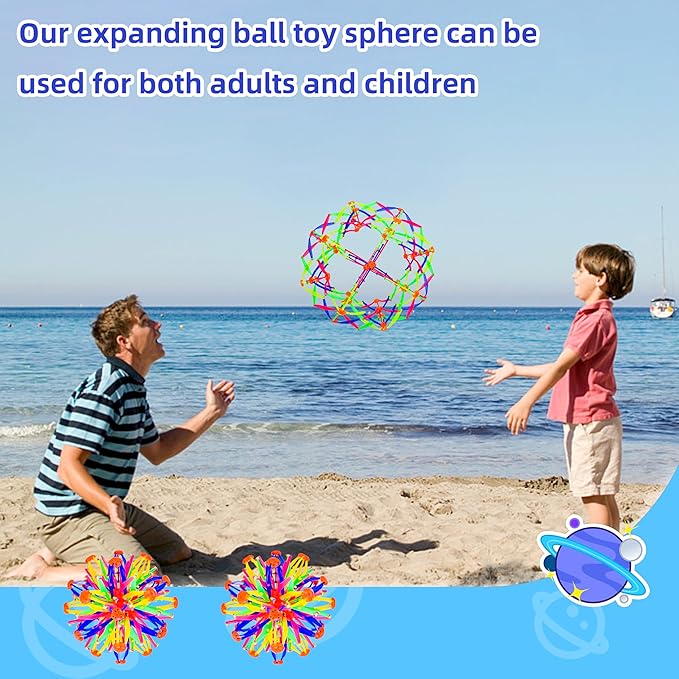 2Pcs Colorful Sphere Expandable Breathing Balls Fidget Toy-Stress Reliever ,Collapsible Expanding Magic Ball Toys from 6" to 12"for Kids & Adults Mindfulness Meditation Practices,Yoga -ADHD