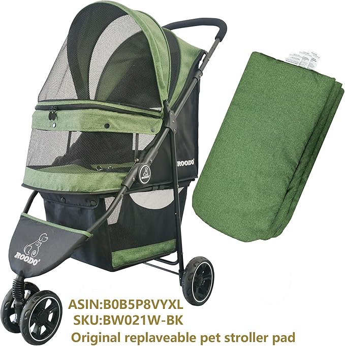 ROODO Pet Stroller Inner Pad for Exclusive Use,Original,Replaceable,Easy to Clean,Set of 3 pc(Green)