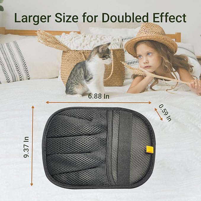 Pet Hair Remover Glove for Furniture, Reusable Dog and Cat Fur Removal Tool for Couch, 5-Finger Black, Lint Clean Glove for Carpet, Bedding, Clothes, Curtain, Pet Bed, Car Seats