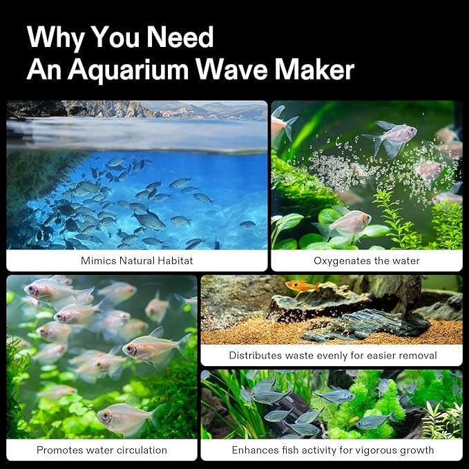 VIVOSUN Aquarium Wave Maker, 3432GPH Circulation Pump with Controller & Magnetic Suction Base, Adjustable Submersible Powerhead for 60-150 Gal Freshwater/Saltwater Fish Tank, 40W