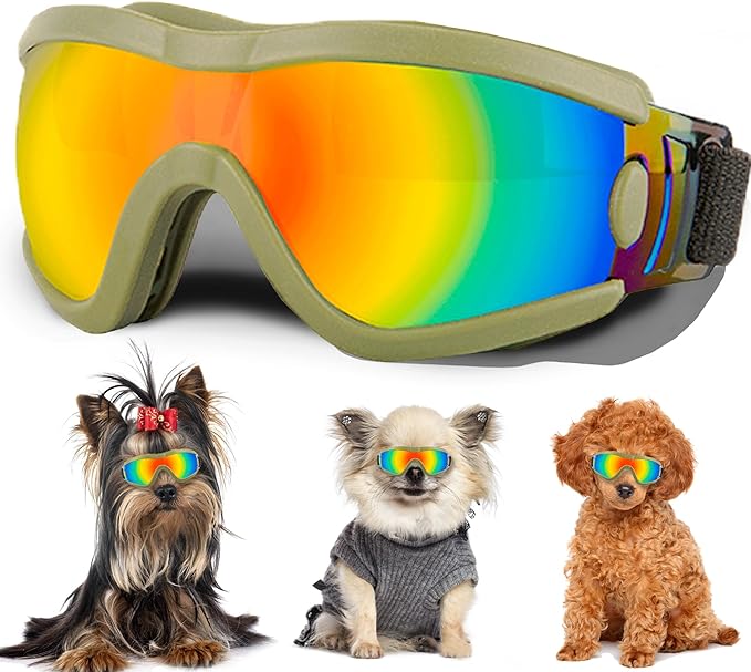 Small Dog Sunglasses with Adjustable Strap UV Protection, Winproof Puppy Sunglasses, Suitable for Dogs Eyes Protection，Soft Dog Goggles