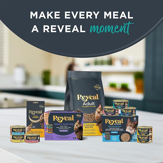 Reveal - Grain Free | Wet Canned Cat Food | 2.47oz - 24 Pack - Premium Nutrition, 100% Natural, No Additives, and Limited Ingredients (Tuna with Salmon in Gravy)