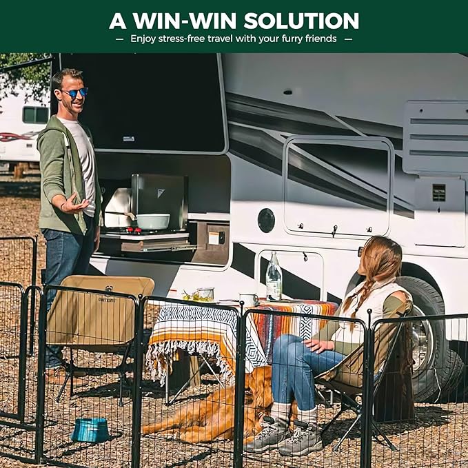 FXW Rollick Unleashed Dog Playpen for Indoor, Yard, RV Camping, 50 inch 32 Panels for Large Dogs, Black│Patented