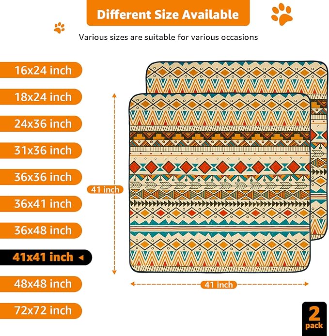 LOOBANI Reusable Pee Pads for Dogs: 2 Pack Washable Puppy Pads Waterproof 41"x41", Super Absorbent Whelping Pad, Leak-Proof & Non-Slip Dog Training Pads for Floor, Potty, Playpen, Crate (Yellow)