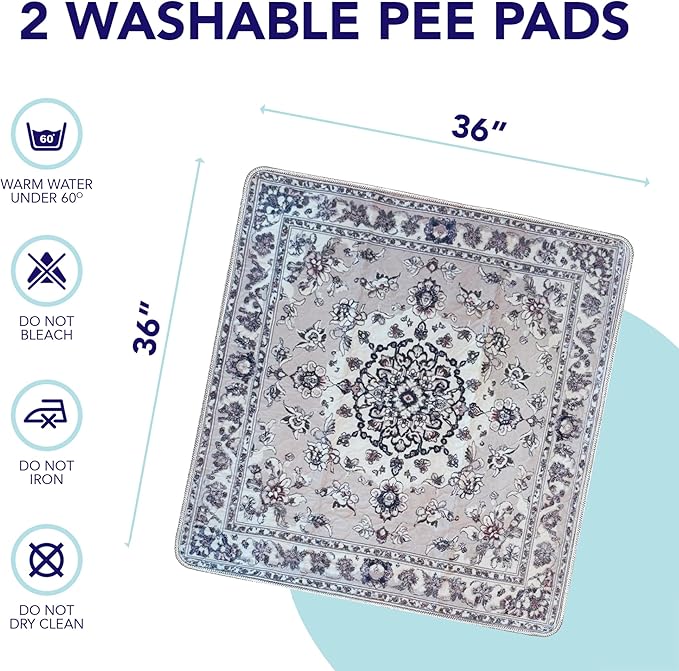 Washable Pee Pads for Dogs - Super Absorbent Reusable Puppy Training Pads - 100% Waterproof, Leak-Proof & Non-Slip Whelping Pads for Pet Housebreaking