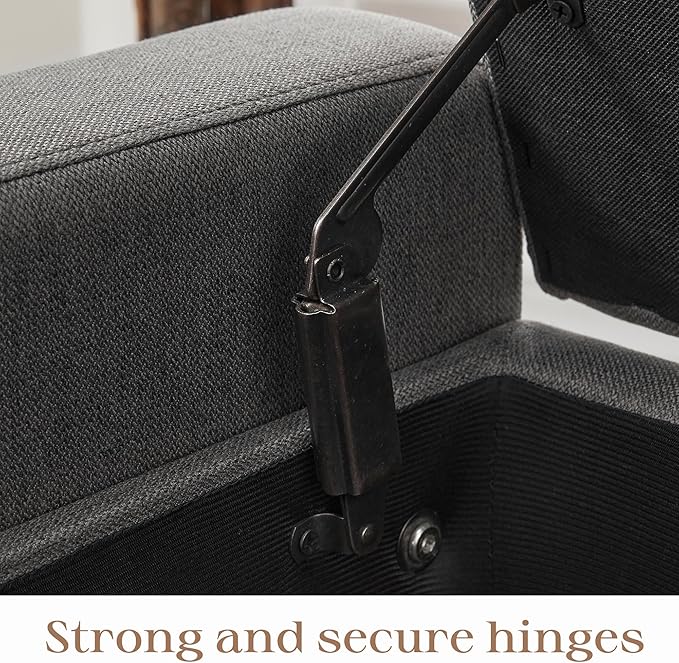 Ottoman with Storage, 48.8" Fabric Storage Ottoman Bench with Hinge, Bedroom Bench, Upholstered Benches with Seating for Living Room, Entryway (Grey)