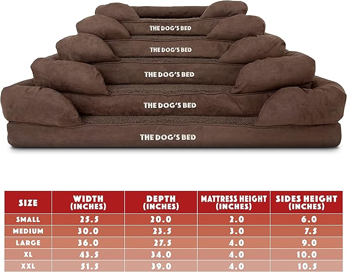 The Dog’s Bed Orthopedic Dog Bed Medium Brown Plush 25.5x20, Premium Memory Foam, Pain Relief: Arthritis, Hip & Elbow Dysplasia, Post Surgery, Lameness, Veterinary Approved, Waterproof Washable Cover