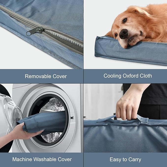 Medium Dog Bed for Medium/Small Dogs, Orthopedic Dog Beds with Removable Washable Waterproof Cover, Egg Crate Foam Pet Bed Mat, Blue