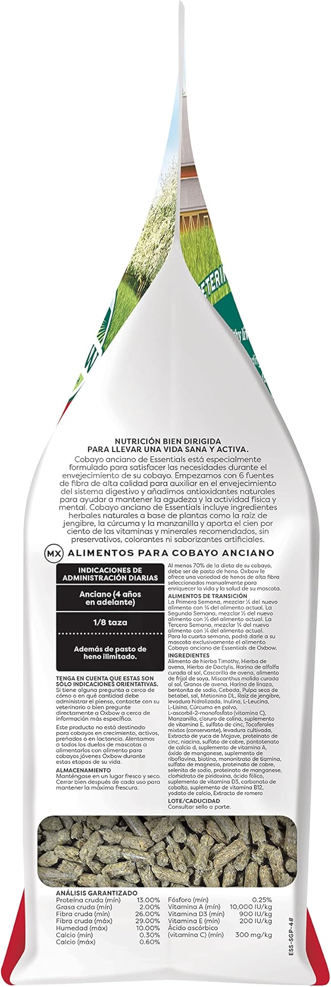 Oxbow Essentials Guinea Pig Food, Senior, Made Alfalfa for Guinea Pig, Pet Food Pellets with Vitamin C, Small Animal Pet Products, Made in USA, High Fiber, 4 lb. Bag