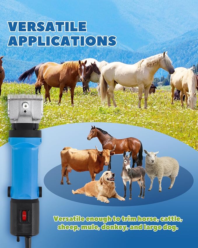Horse Clippers 690W 28000RPM, Heavy Duty Horse Grooming Kit, Professional Livestock Clippers with 6 Speed Adjustable for Shaving Horse Pony Cattle Goat Large Dogs and Others
