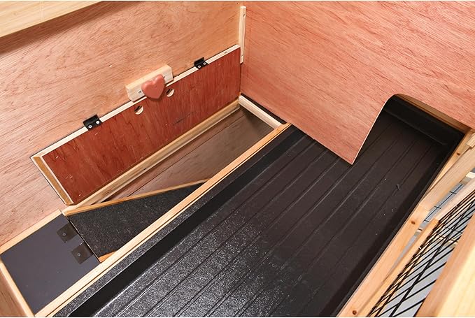 Trixie 2-Story Rabbit Hutch with Retreat Area, Non-Slip Ramp, Hinged Roof with Locking Arm, 4 Doors, 2 Metal Slide Latches, and Pull-Out Trays for Easy Cleaning