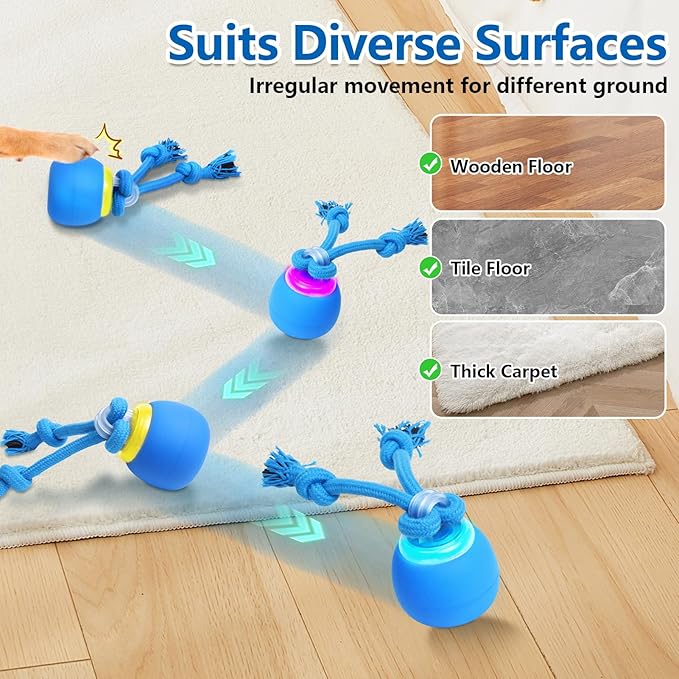 Interactive Dog Toys, Moving Dog Ball with Touch Activated, Active Rolling Ball for Puppy and Medium Dogs, Squeaky, USB Rechargeable