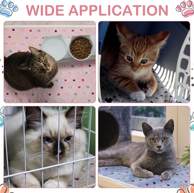 Reginary 4 Pcs Waterproof Guinea Pig Blankets Washable Small Animal Fleece Bedding Absorbent Guinea Pig Cage Liners Reusable Pet Pee Pad Sleep Mat for Hamster Ferret(Colorful Dot,24 x 16 Inch)