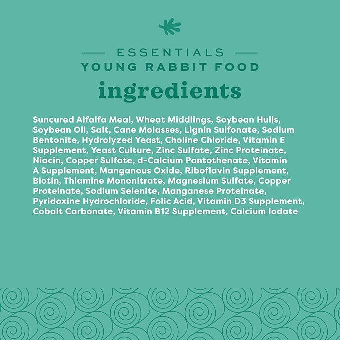 Oxbow Essentials Rabbit Food, Young Rabbit, Made with Oxbow Timothy, Pet Food Pellets for Bunnies, Small Animal Pet Products, Made in USA, High Fiber Bunny Supplies, 10 lb. bag