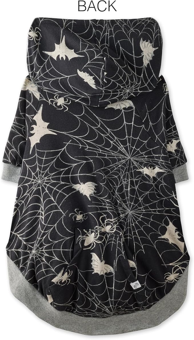 Rocky – The Orginal Lightweight Hooded TEE 100% Organic Cotton Dog Hoodie Pet Coat Sweater for Small, Medium, Large Dogs, Batty Black, X-Large