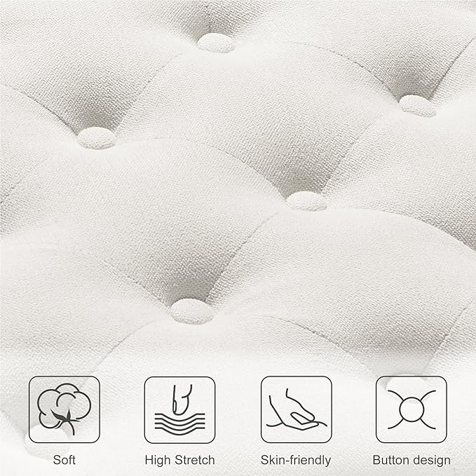 Ottoman with Storage,50.2-inch Upholstered End of Bed Storage Bench for Bedroom,for The Living Room,for Entryway, with Button and Safety Hinges,Detachable (White)