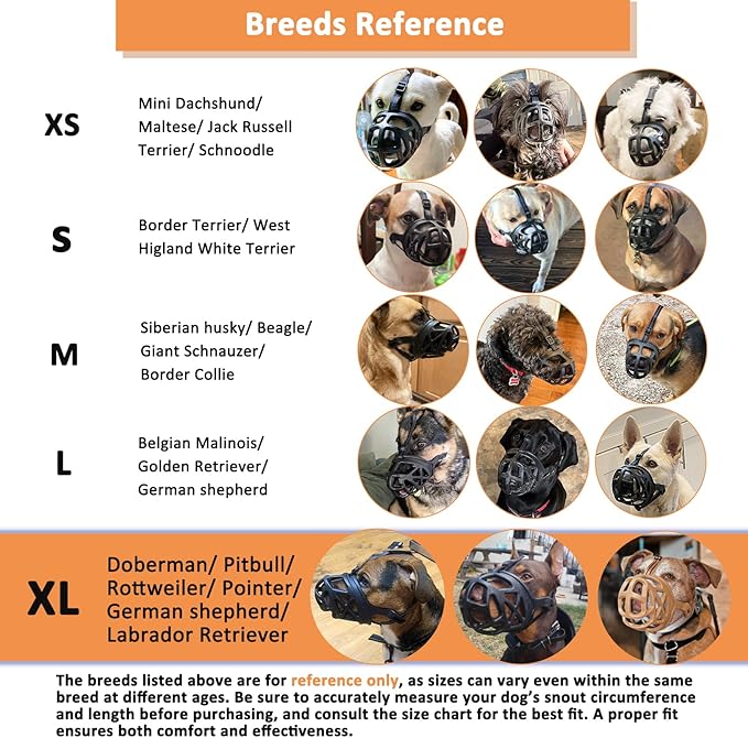 BARKLESS Dog Muzzle, Basket Muzzle for Biting, Chewing and Scavenging, Humane Cage Mouth Cover, Perfect for Grooming and Training Large Aggressive Reactive Dogs (XL, Brown)