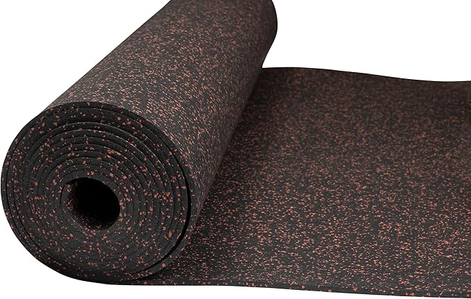 Playsafer Genaflex Rubber Gym Floor Mat, Heavy Duty Commercial Protective Gym Flooring Roll - 8mm Thick (10% Red, 4' X 15')