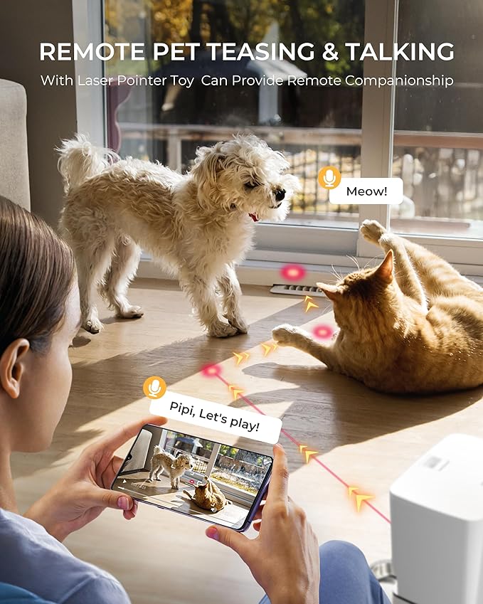 Automatic Cat Feeder with Camera, 7L Timed Dog Feeders, Adjustable Camera, 1080P HD Night Vision, Automatic Dog Feeder, 5G WiFi Cat Food Dispenser with 2-Way Audio, Low Food & Motion Alerts