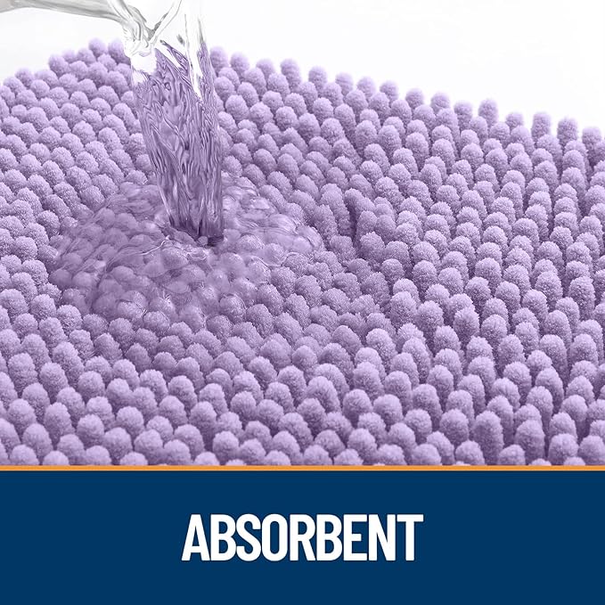 OLANLY Dog Door Mat for Muddy Paws 59x20, Absorbs Moisture and Dirt, Absorbent Non-Slip Washable Doormat, Quick Dry Chenille Mud Mat for Dogs, Entry Indoor Entryway Carpet for Inside Floor, Lavender