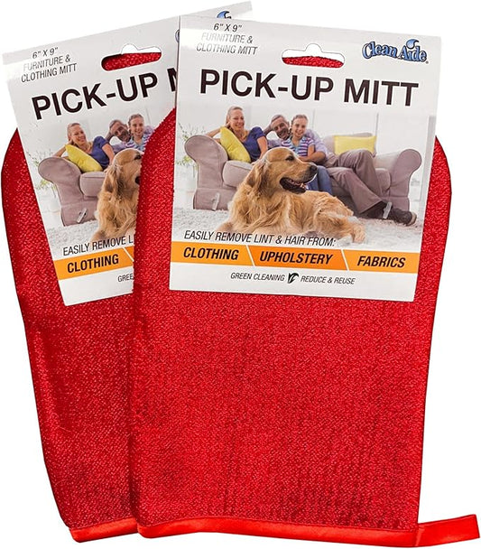 Hair Magnet Pet Fur Removal Mitt, Lint, Fur, and Dander Cleanup for Furniture, Clothing, and Upholstery, Reusable, Durable, Quick & Easy Cleaning, Red, 2-Pack