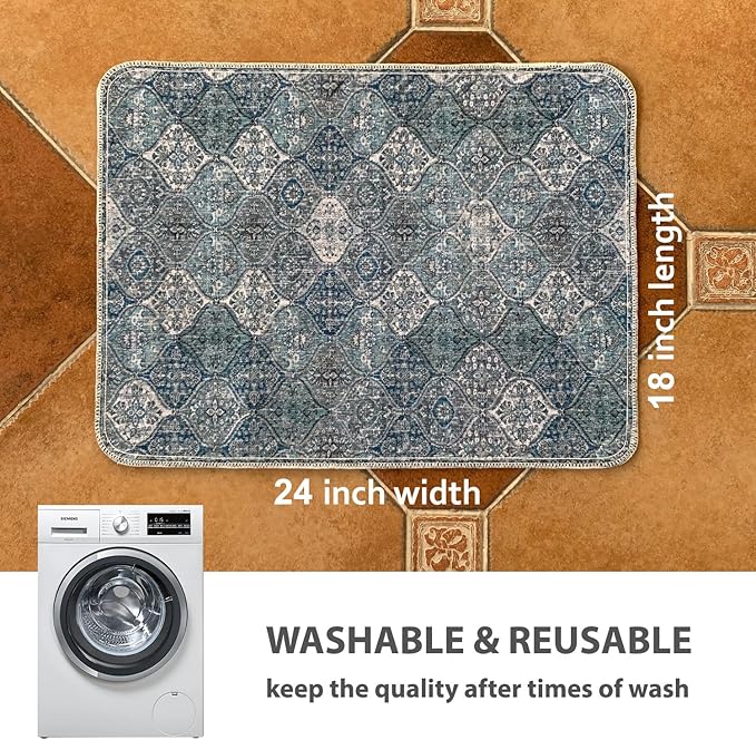 nunubaby 4PACK Washable Pee Pads for Dogs, Stylish, Non-Slip and Leak-Proof Pee Pads. Reusable Potty Pads for Dogs for Crates and Floors.(Blue/Multi, 18" x24" )