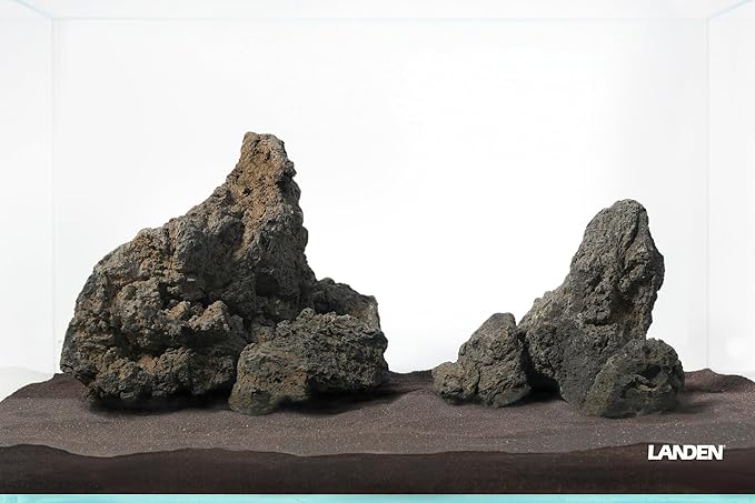 LANDEN Black Icelandic Lava Stone Natural Rocks (18lbs, 3~11 inches,11pcs) for Aquariums, Paludariums, Terrariums, Caves and Rocky Peaks, Mountainous Desert Landscapes