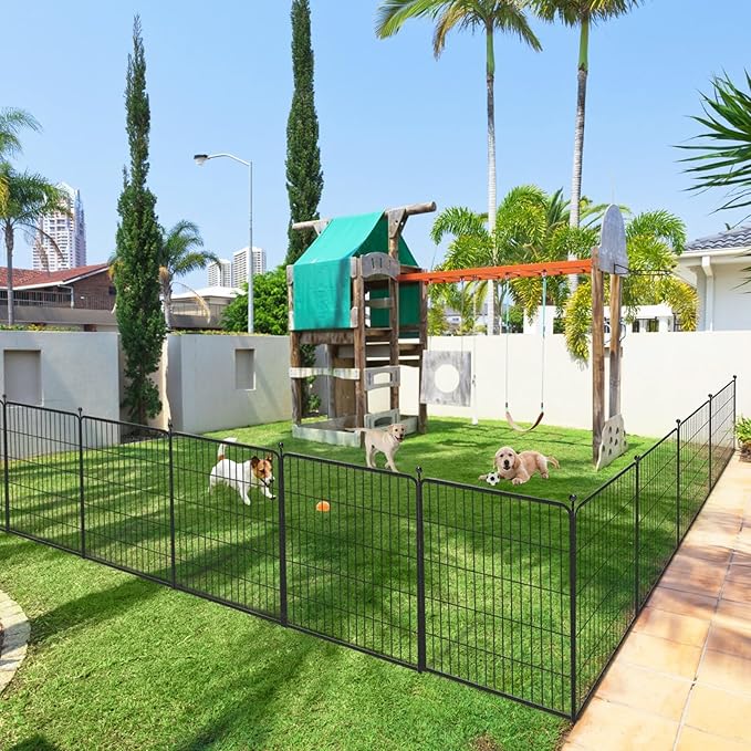 Dog Playpen 40 inch 30 Panels Indoor Outdoor Dog Pen for Large/Medium/Small Dogs Heavy Duty Metal Dog Fence Outdoor for Yard, Puppy Playpen with Door Portable Pet Fence for RV Camping Yard