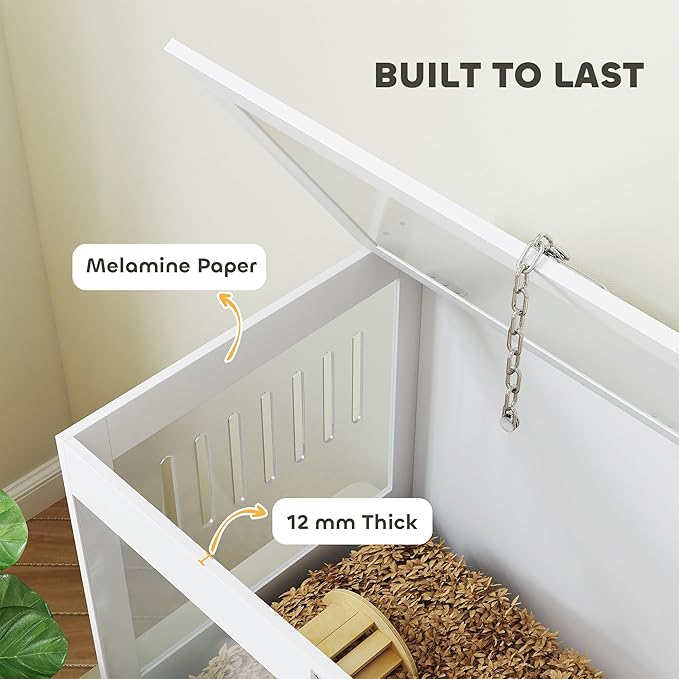 PawHut Hamster Cage with Openable Top & Lock, Transparent Acrylic Panels Small Animal Habitat with Hut, Seesaw, Ladder, for Dwarf Hamster Gerbil, 31.5" x 20" x 23", White