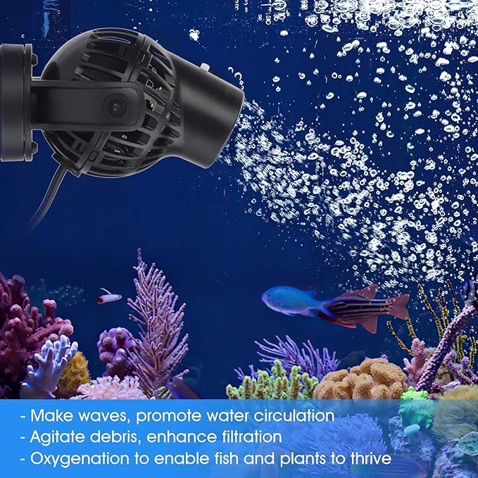 hygger Aquarium Wave Maker Circulation Pump, 792 GPH Ultra-silence Fish Tank Powerhead with Strong Magnet Suction Base for Freshwater or Saltwater Fish Tank, 360° Rotating Submersible Water Pump