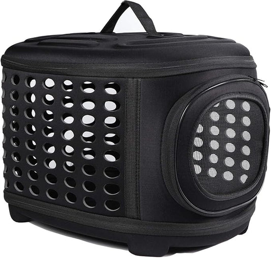 Collapsible Cat Carrier Hard, Travel Pet Carriers Bag for Small Dogs for Car Travel with Ventilation Guinea Pig 2 Small Cats Carrier Cage Dog Crate (Black)