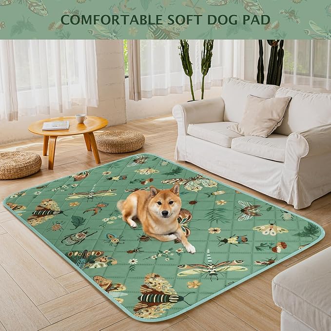IEUUMLER Washable Pee Pads for Dogs, 1 Pack Insect Pattern Reusable Waterproof Puppy Potty Pads, Non-Slip Absorbent Pet Training Pads for Playpen Crate Bed EU014