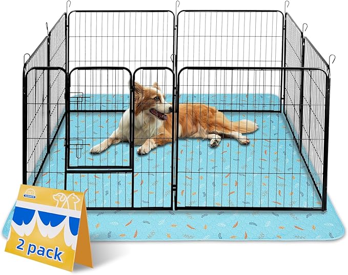 Sunheir Washable Pee Pads for Dogs Extra Large 48" x 60" 2-Pack, Reusable Puppy Pads Pet Training Pads for Dog Playpen Indoor, Waterproof Dog Pee Pads for Puppy Playpen, Whelping Pad - Sky Blue