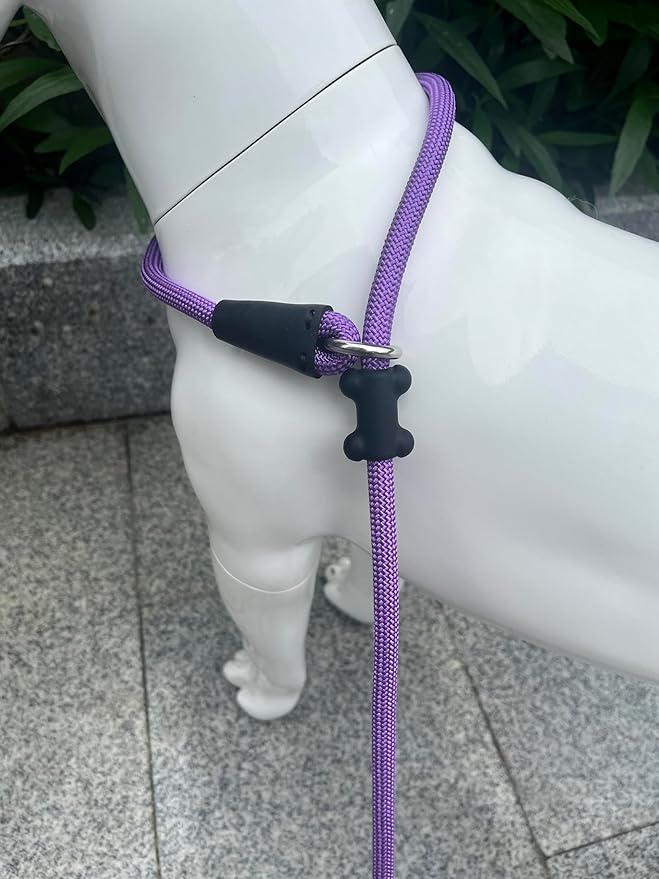 Slip Lead Dog Leash，Strong Nylon Rope Leash and Padded Handle,No Pull Outdoor Walking Training Lead for Small Medium Large Dogs(Purple,1/2"×4ft)